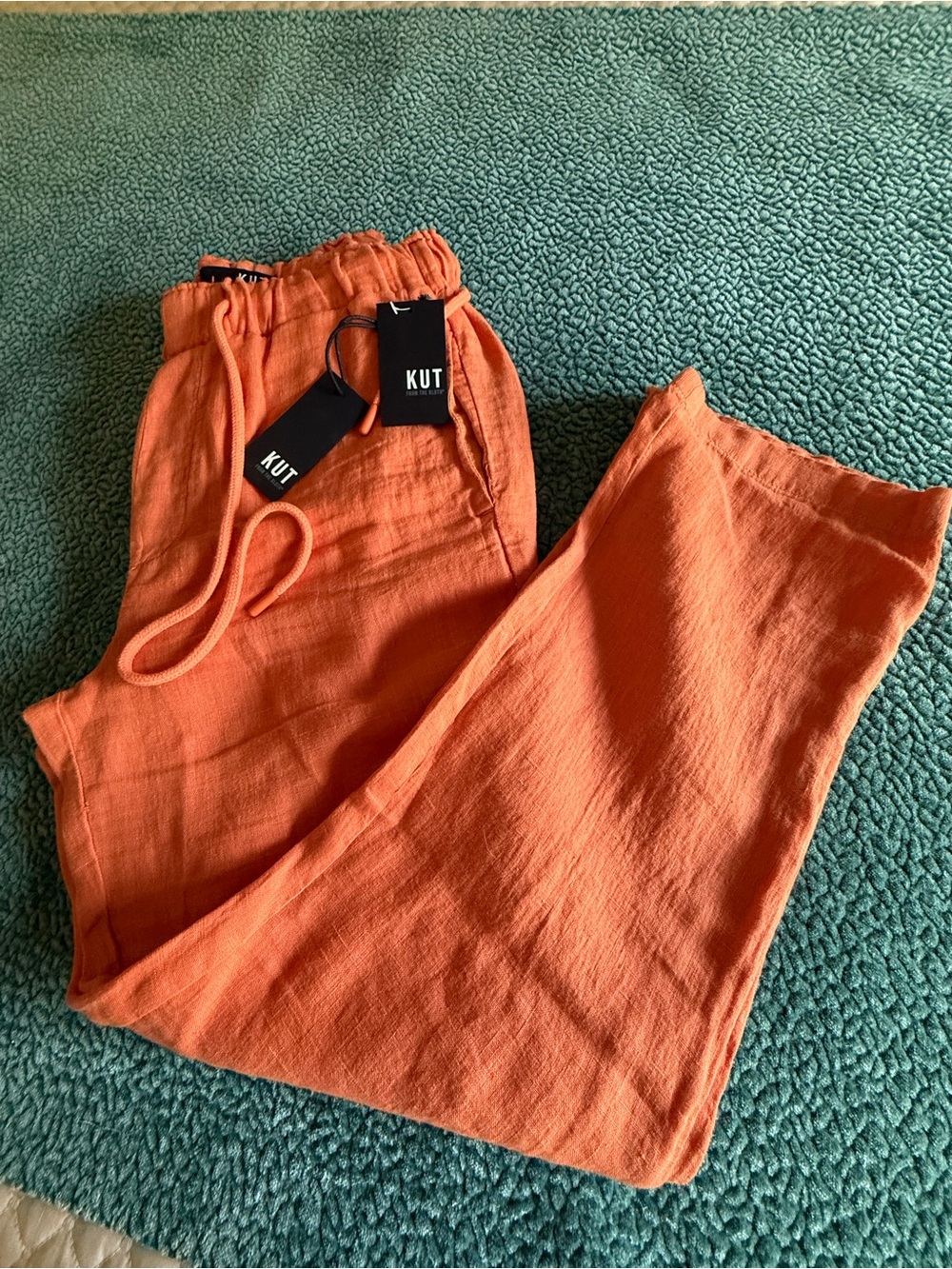KUT From The Kloth Orange Linen Drawstring Pants